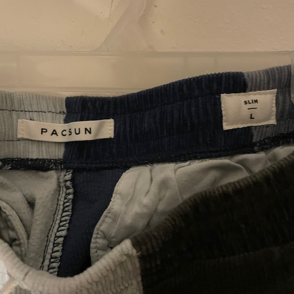 PacSun Men's Corduroy Patchwork Pants - Black, Blue, Gray - Picture 2 of 2